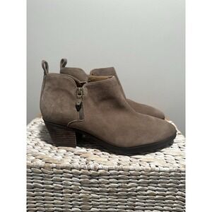 EUC Vionic Women's Cecily Bootie Boots Suede Stone Brown Size 10 Wide